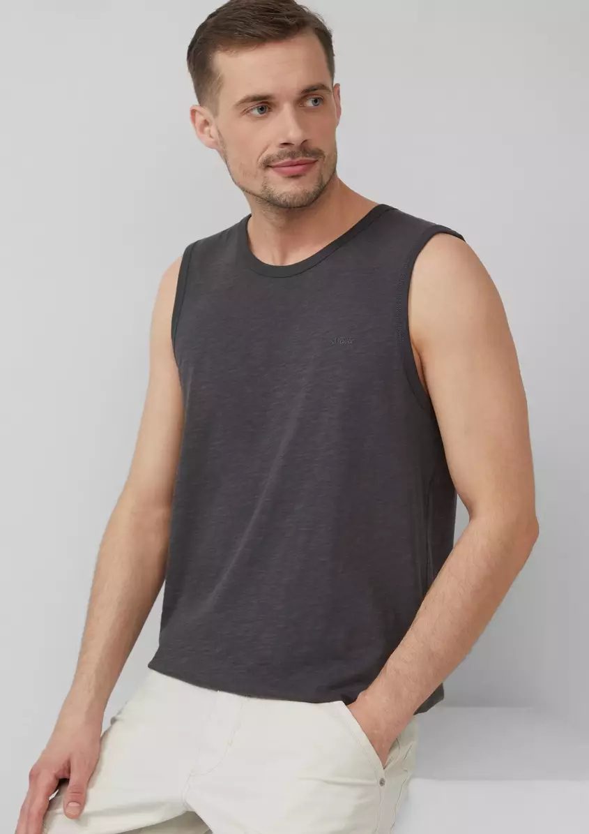 Baumwoll-Tanktop mit Flammgarnstruktur