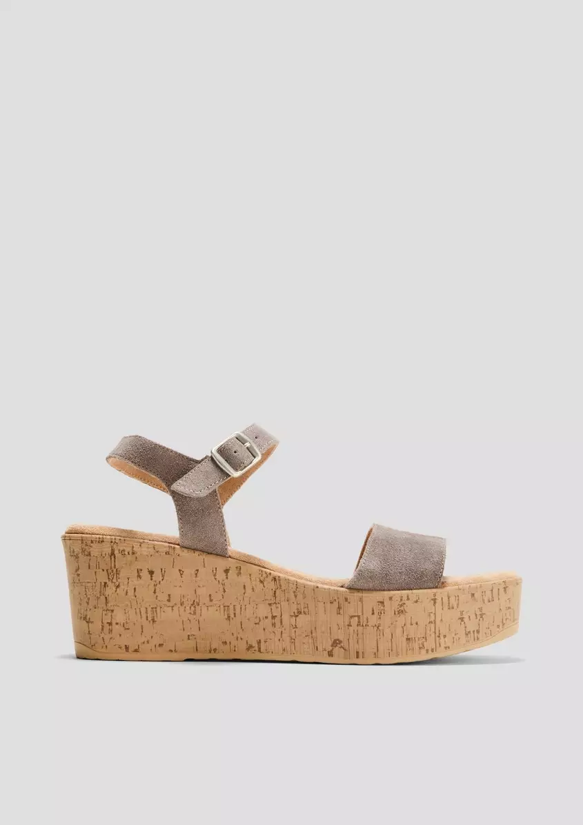 Leder-Sandalen mit Keilabsatz