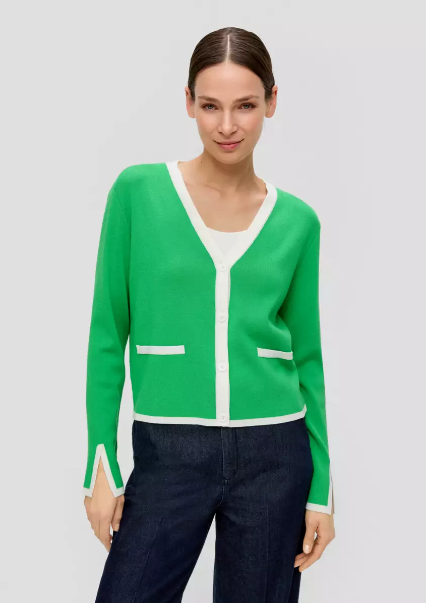Strickjacke mit Kontrast-Details