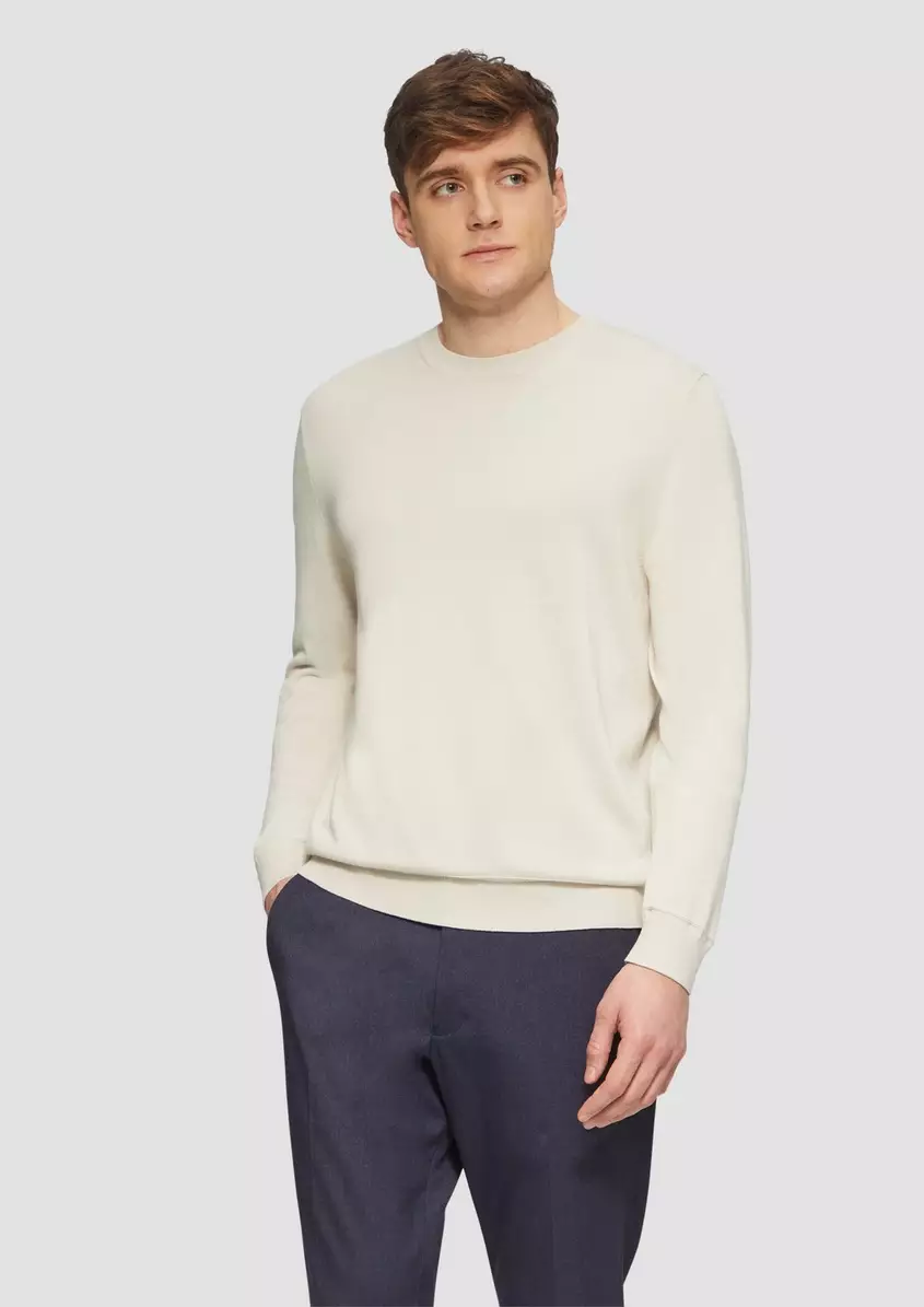 Edler Feinstrickpullover aus Baumwollmix mit RippbÃ¼ndchen