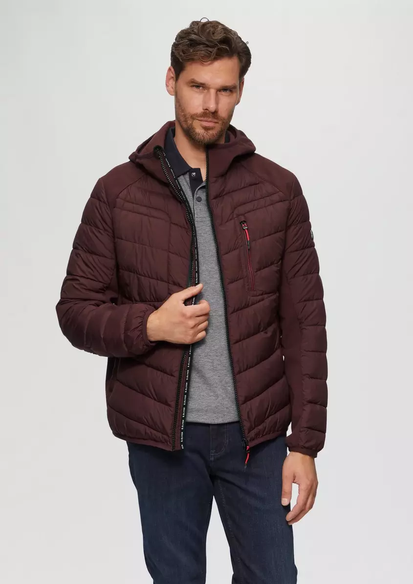 Pufferjacke im Fabricmix mit Kontrast-Details