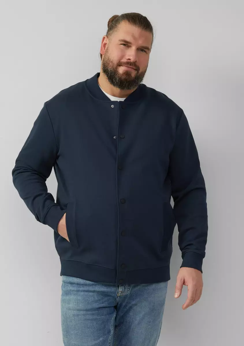 Strukturierte Sweatjacke mit Bomberkragen