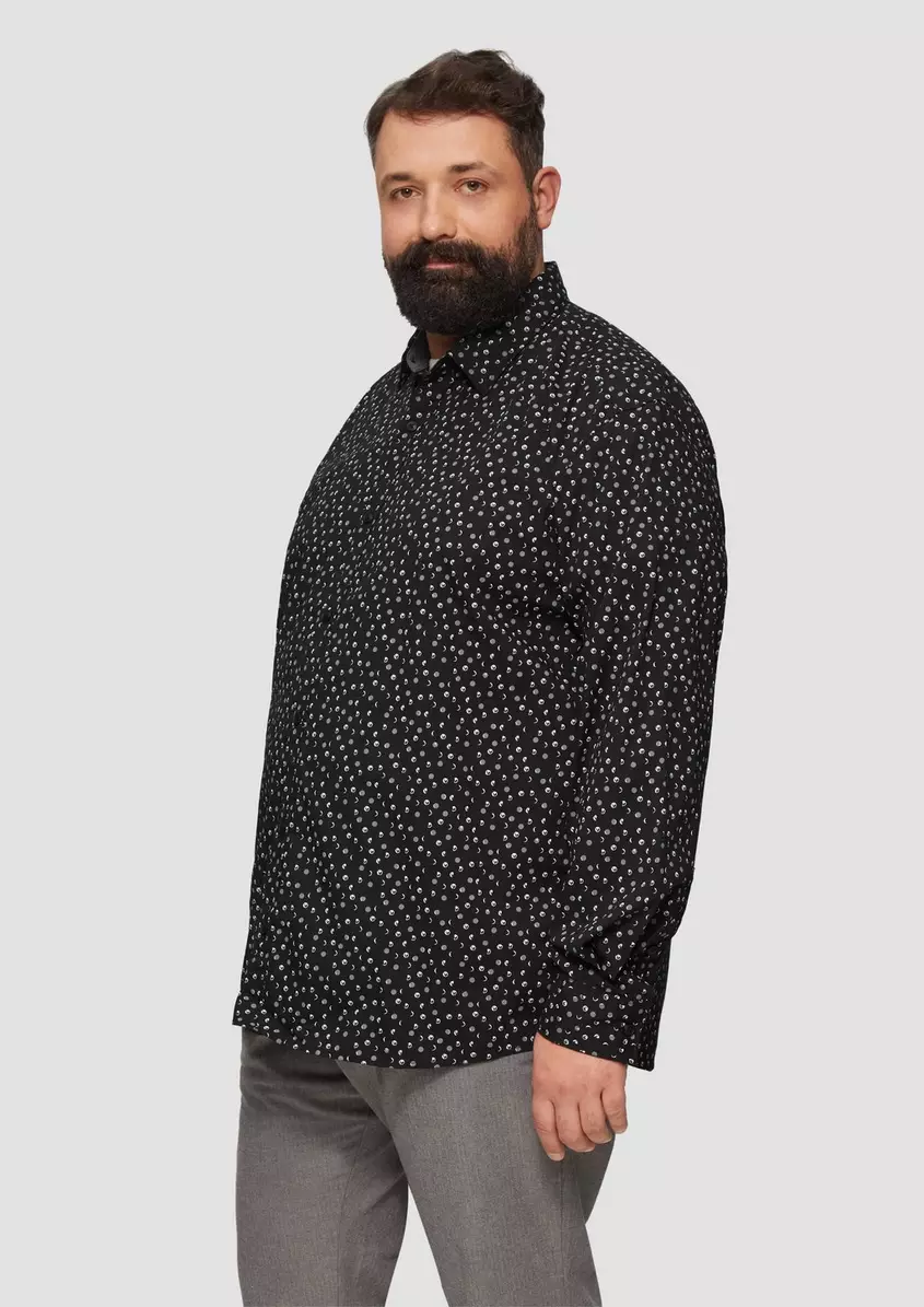 Slim Fit: Gemustertes Popeline-Hemd mit Kentkragen