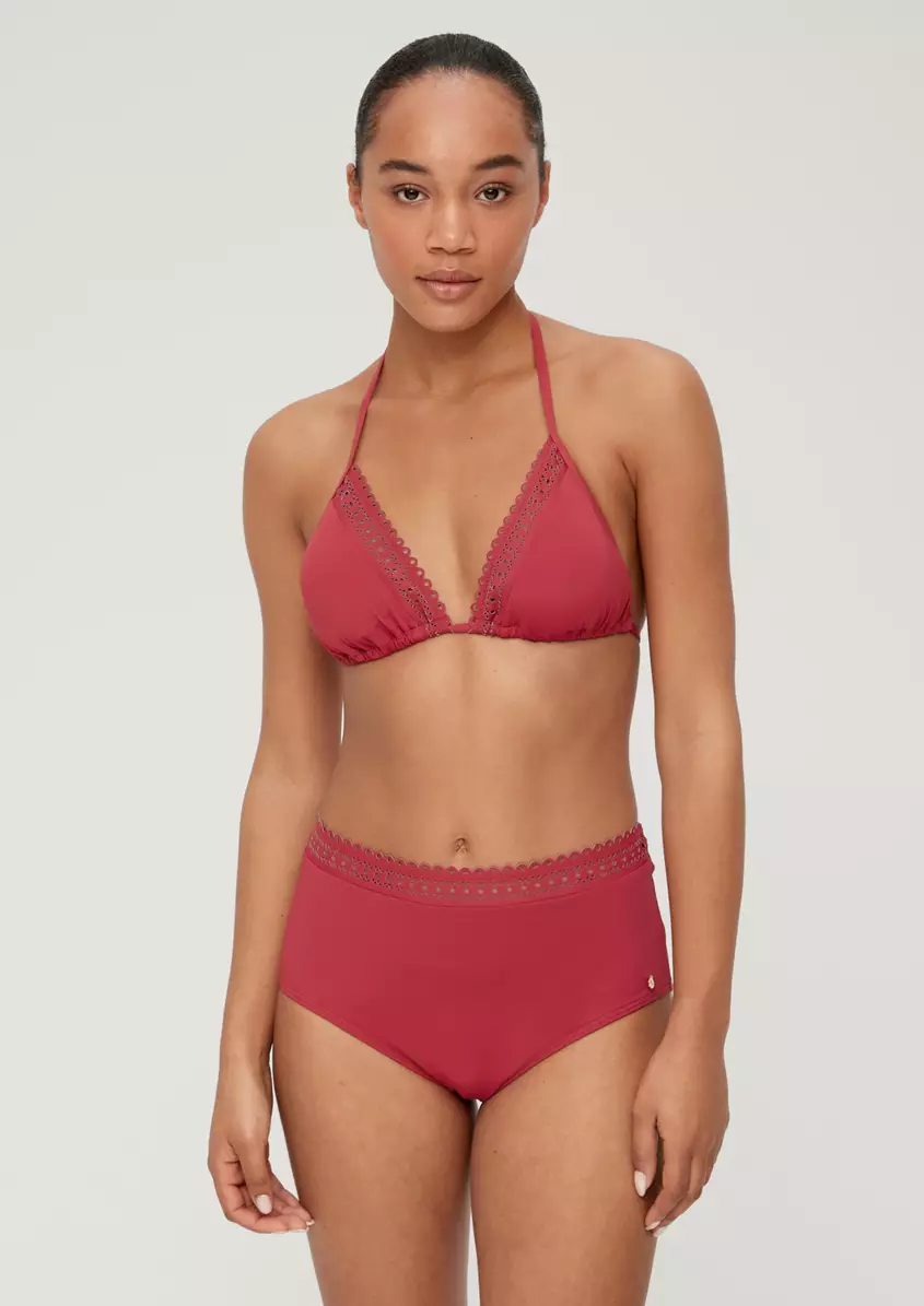 High Waist-Bikinihose mit Lochstickerei