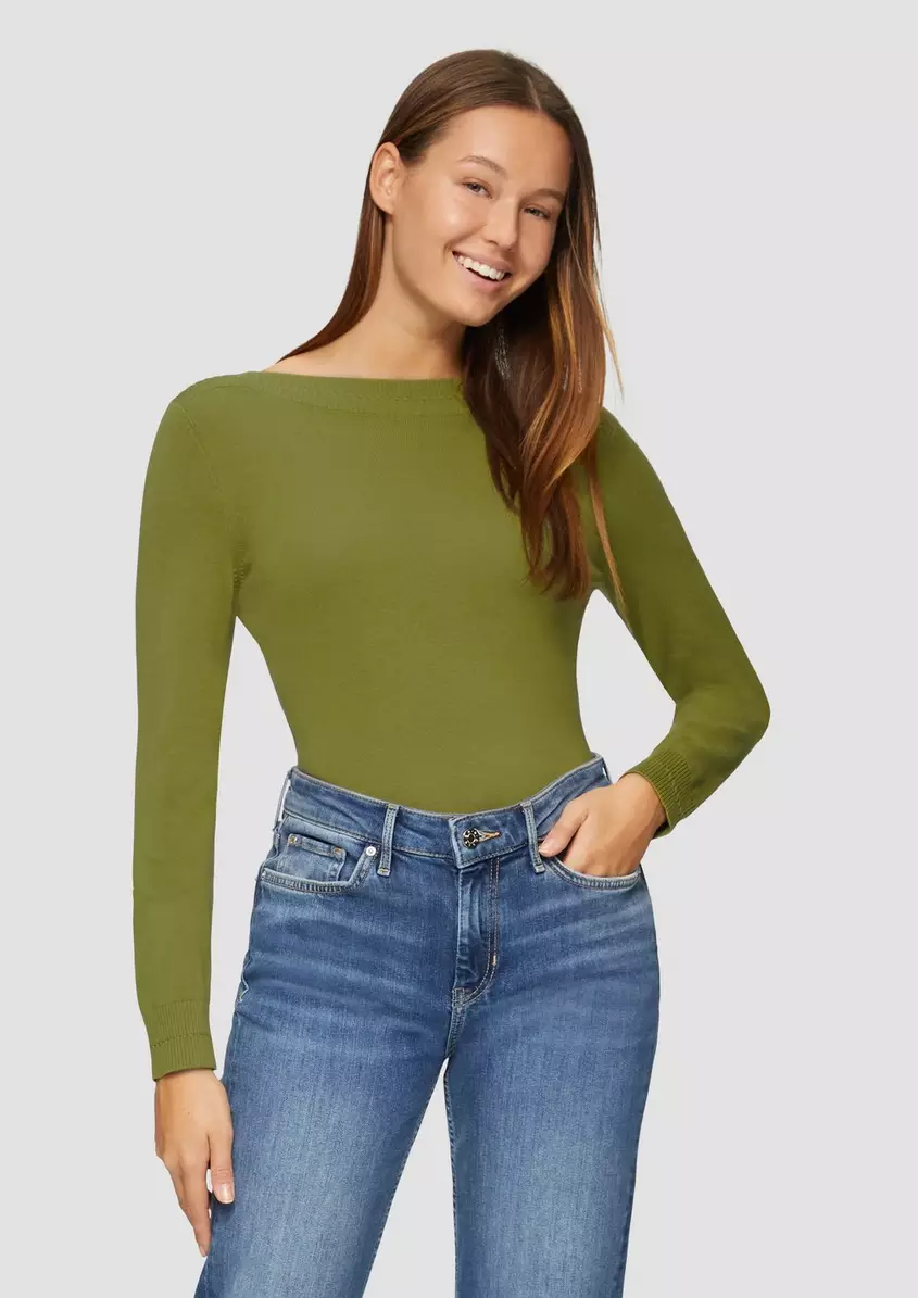 Strickpullover mit U-Boot-Ausschnitt