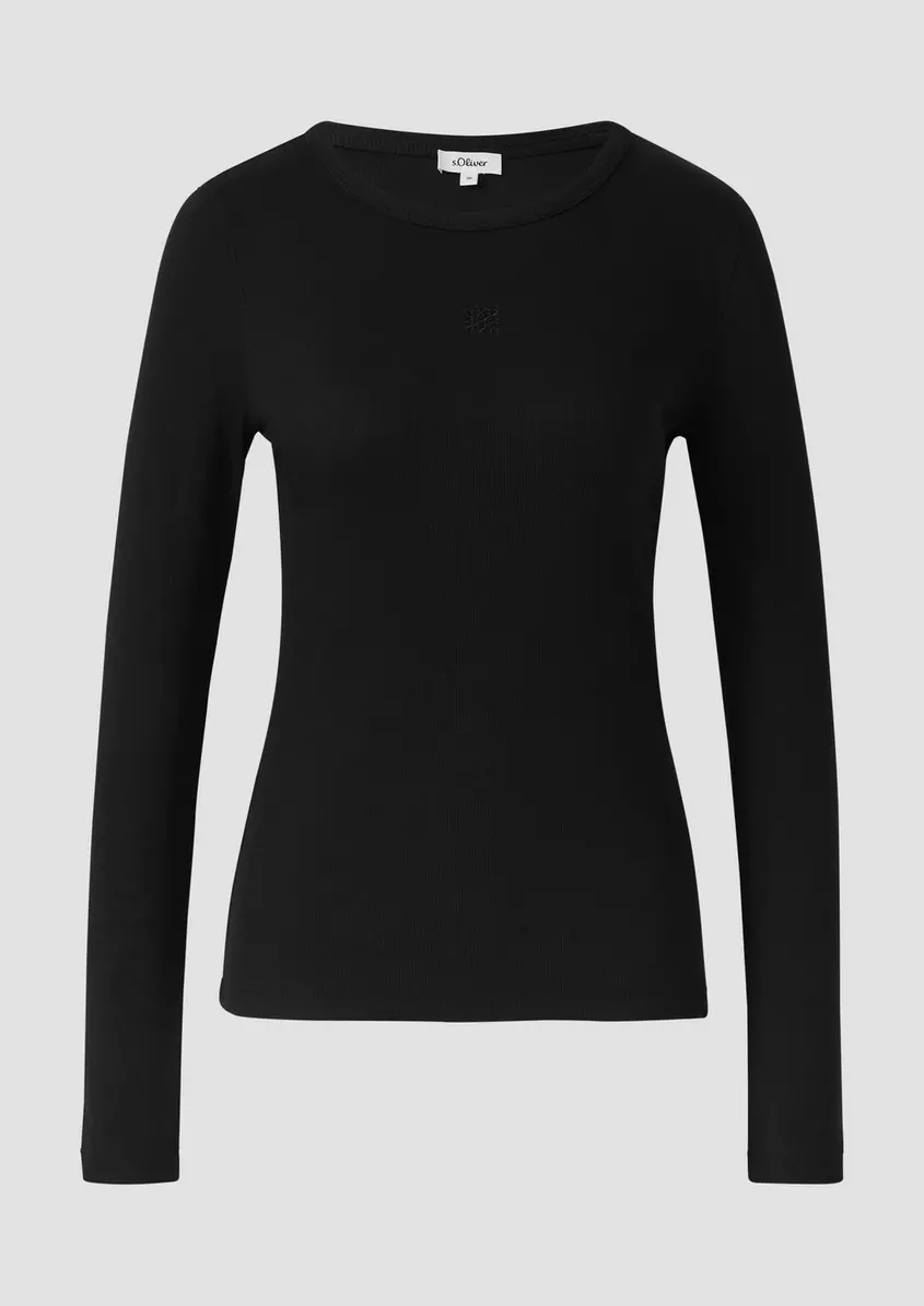 Ripp-Langarmshirt mit Stickerei