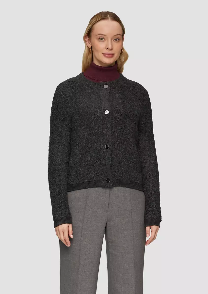 Strickjacke aus BouclÃ© im Wollmix