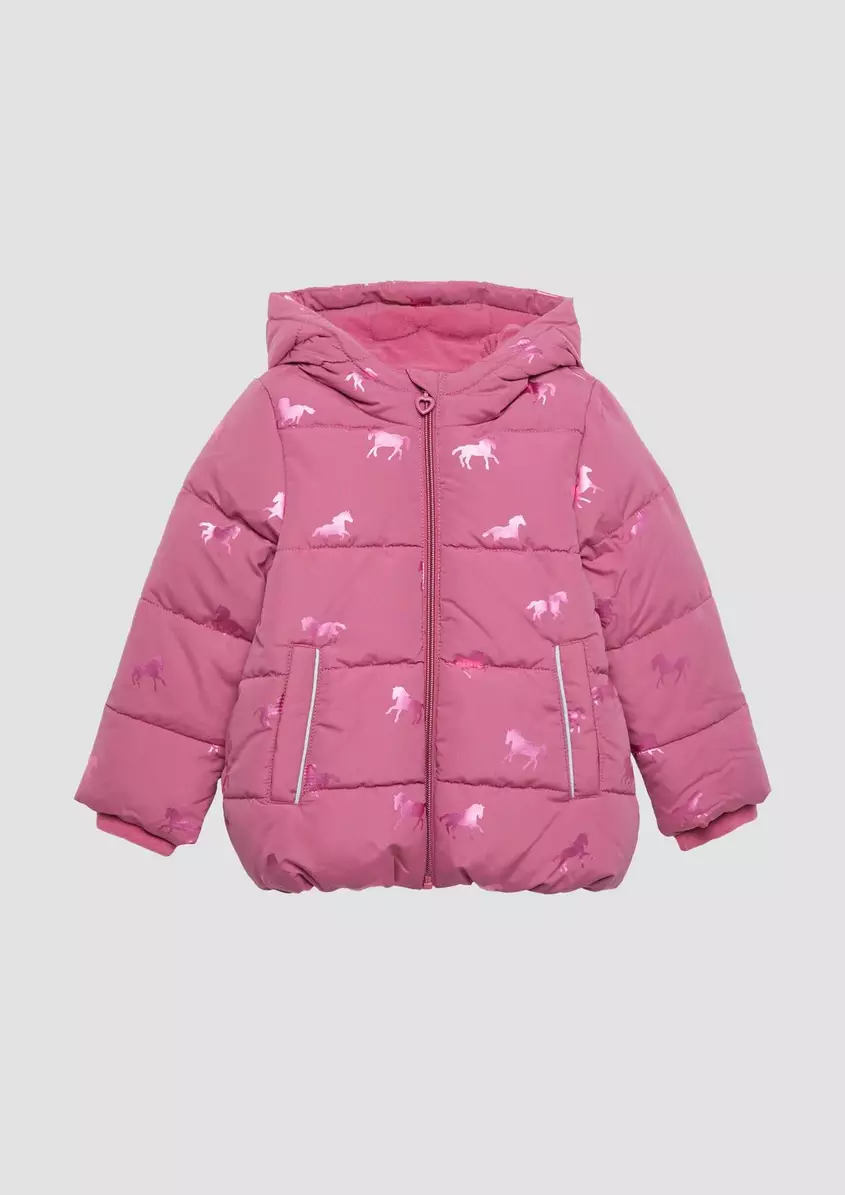 Steppjacke mit schimmerndem Print und Fleecefutter