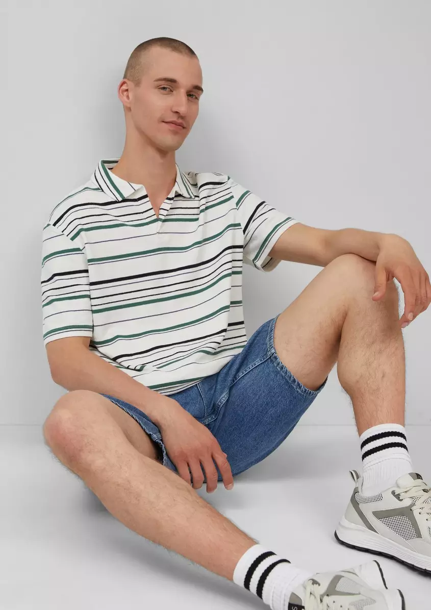 Gestreiftes Polo-T-Shirt aus schwerem Jersey